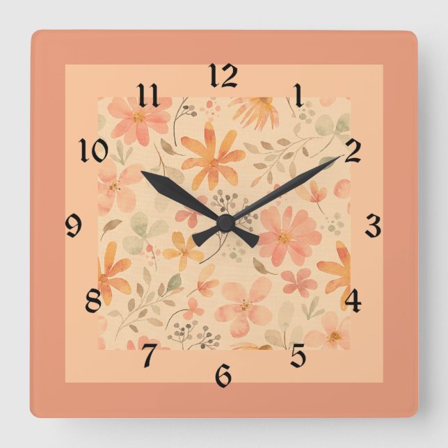 Horloge Carrée Coral rose doré mélange et match (Recto)