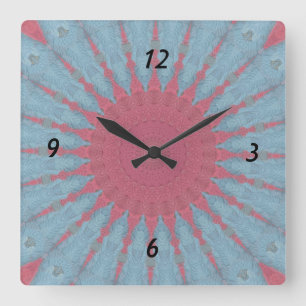 Horloge Carrée Coral Rose Starburst