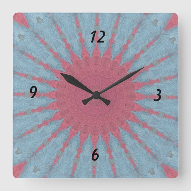 Horloge Carrée Coral Rose Starburst (Recto)