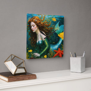 Horloge Carrée "Coralyn" - Belle Sirène Mystique