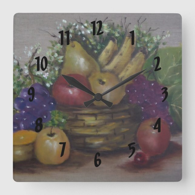 Horloge Carrée corbeille de fruits (Recto)