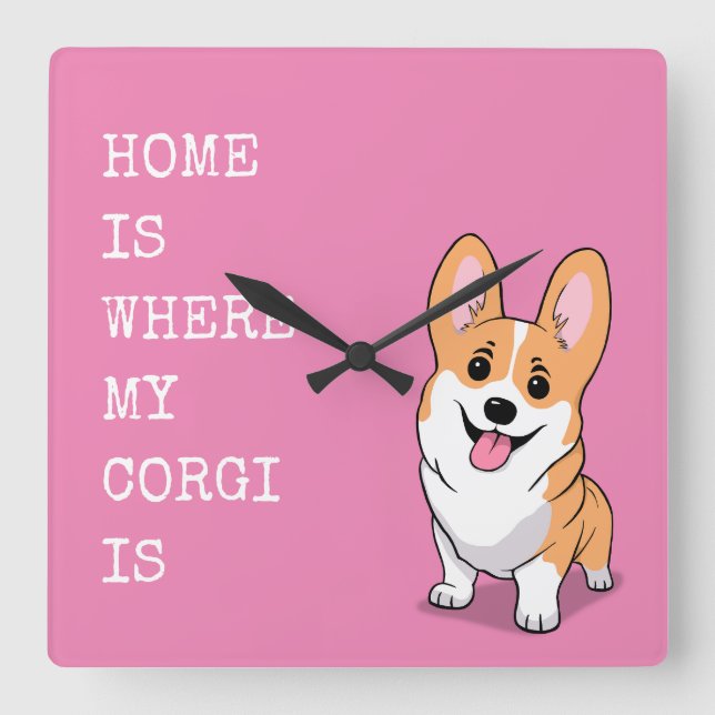 Horloge Carrée Corgi (Recto)