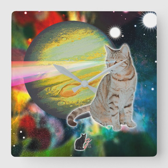 Horloge Carrée Corps-Moteur Laser-Cat (Recto)
