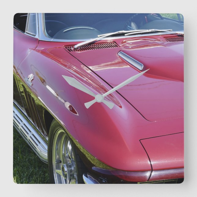 Horloge Carrée Corvette Rétro Man Cave (Recto)