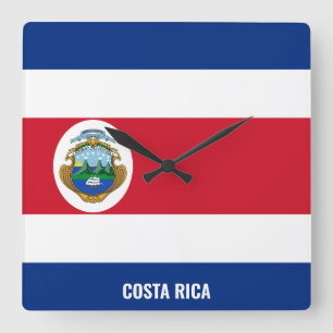 Horloge Carrée Costa Rica National Drapeau Patriotique