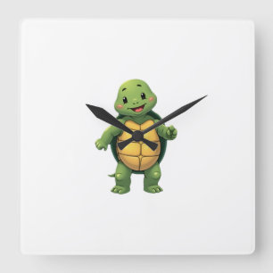 Horloge Carrée Costume de Tortue sans Tête Cool pour Halloween _
