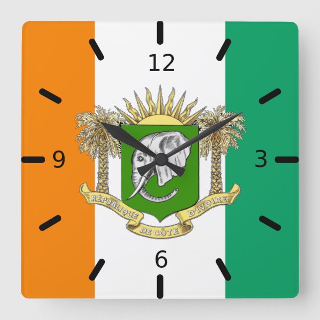 Horloge Carrée Cote d'Ivoire flag-coat of arms   (Recto)