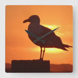 Horloge Carrée Coucher de soleil de Seagull