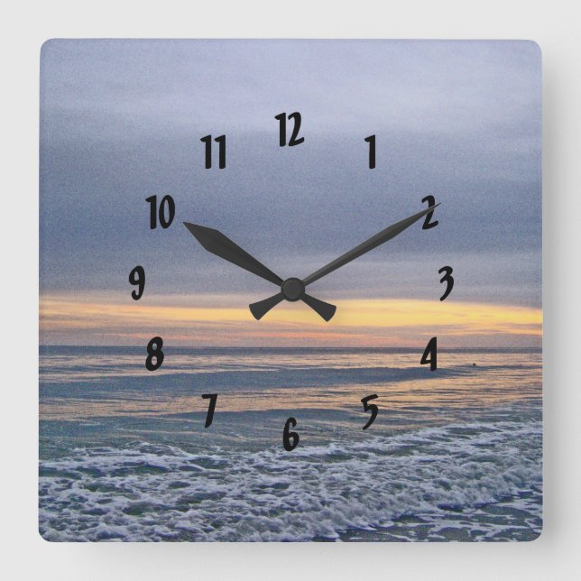 Horloge Carrée Coucher de soleil divin le long de la plage d'Oak  (Recto)