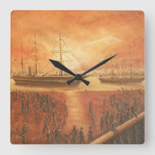 Horloge Carrée Coucher de soleil sur le passé