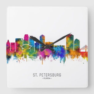 Horloge Carrée Coucher de soleil sur Saint-Pétersbourg Floride
