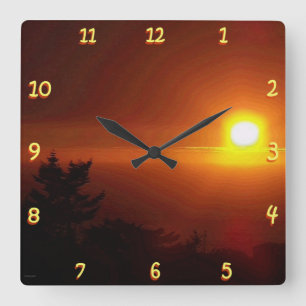 Horloge Carrée Coucher du soleil
