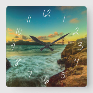 Horloge Carrée Coucher du soleil à la plage de Baker
