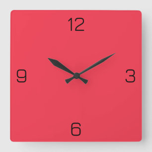 Horloge Carrée Couleur Amaranth Red F4364C - Ajouter Votre Nom Op