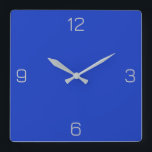 Horloge Carrée Couleur Cobalt Blue 1338BE, avec option Ajouter un<br><div class="desc">Ajoutez un nom, des initiales ou du texte, ou gardez la couleur seule. La couleur correspond à d'autres éléments du magasin en fonction du nom et du code HEX (triplet hexadécimal à six chiffres) qui s'affiche. Utilisez ce code pour mélanger, mettre en correspondance et customiser tout autre élément pour l'accompagner...</div>