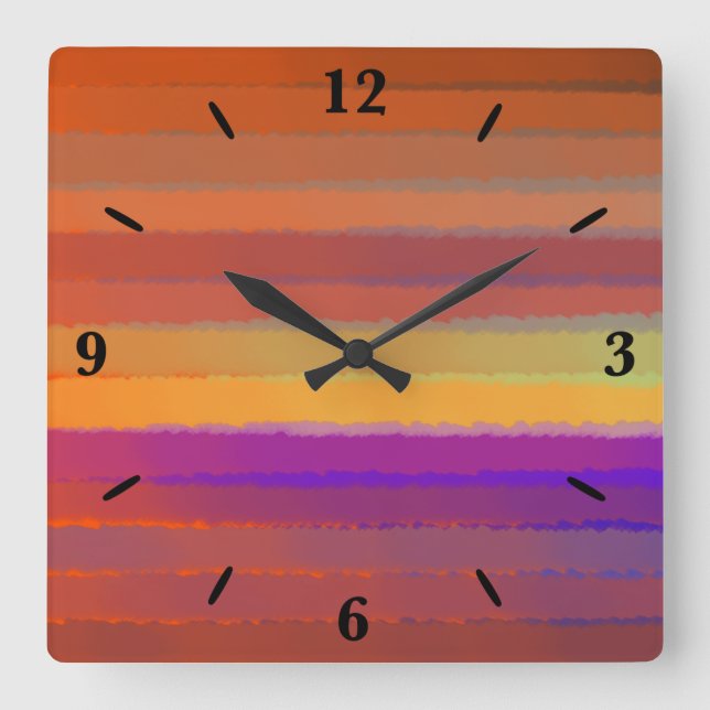 Horloge Carrée Couleur D'Aquarelle Salée Du lever De Soleil Gliss (Recto)