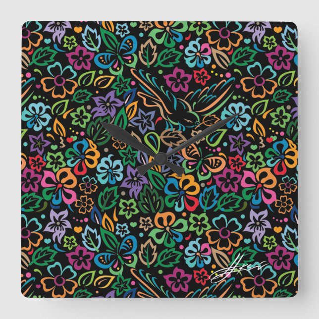 Horloge Carrée Couleur de vie (Recto)