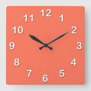 Horloge Carrée Couleur solide : Corail