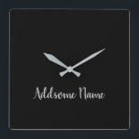 Horloge Carrée Couleur Solide Noir Noir Moderne<br><div class="desc">Coussins noirs de base. Conception Modèle personnalisée. Personnalisez avec votre propre nom,  un grand cadeau pour toute personne,  y compris vous-même.</div>