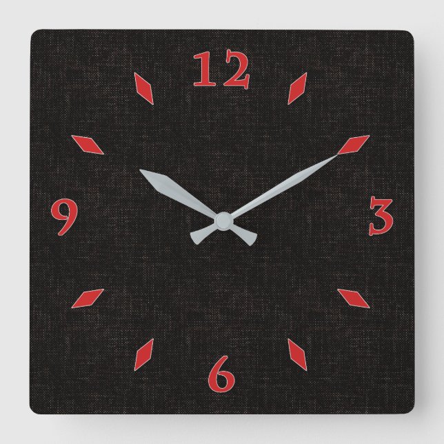Horloge Carrée Couleur solide texturée noire (Recto)