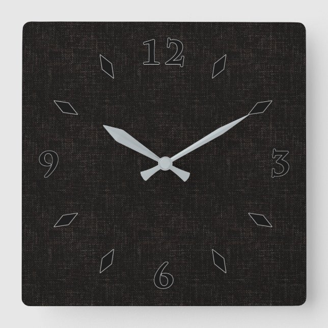 Horloge Carrée Couleur solide texturée noire (Recto)