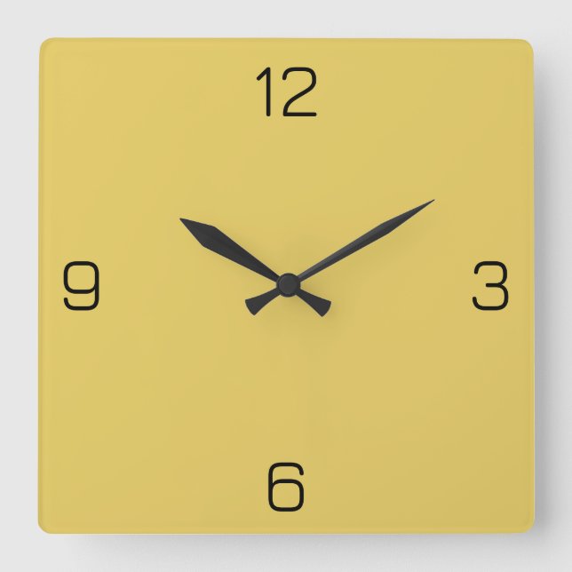 Horloge Carrée Couleur Sunset Yellow E6CB5F - Ajouter Votre Nom O (Recto)