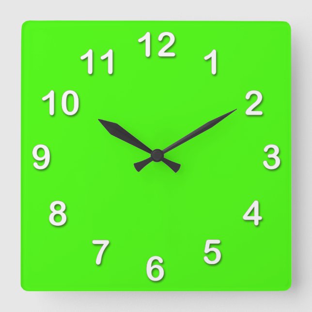 Horloge Carrée Couleur unie : vert citron (Recto)