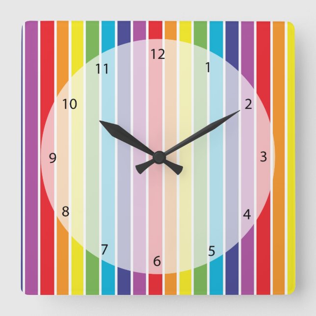 Horloge Carrée Couleurs arc-en-ciel (Recto)