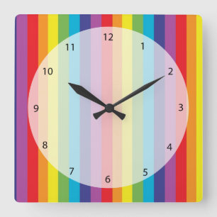 Horloge Carrée Couleurs arc-en-ciel