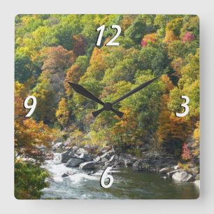 Horloge Carrée Couleurs d'automne au parc d'État d'Ohiopyle
