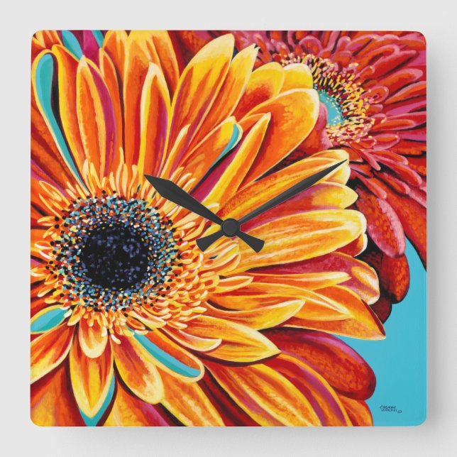 Horloge Carrée Couleurs éclatées II (Recto)