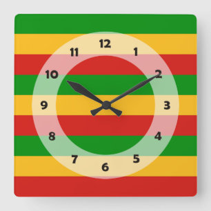 Horloge Carrée COULEURS RASTAFARI + vos idées
