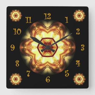 Horloge Carrée Couleurs toscanes or rouge blanc noir Arrière - pl