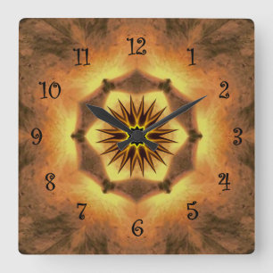 Horloge Carrée Couleurs toscanes ~ Or, Russet, Blanc 71