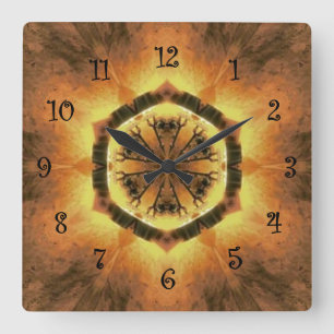 Horloge Carrée Couleurs toscanes ~ Or, Russet, Blanc 73