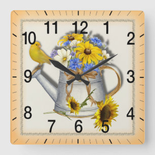 Horloge Carrée Country water can wall clock