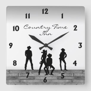 Horloge Carrée Country Western Fun