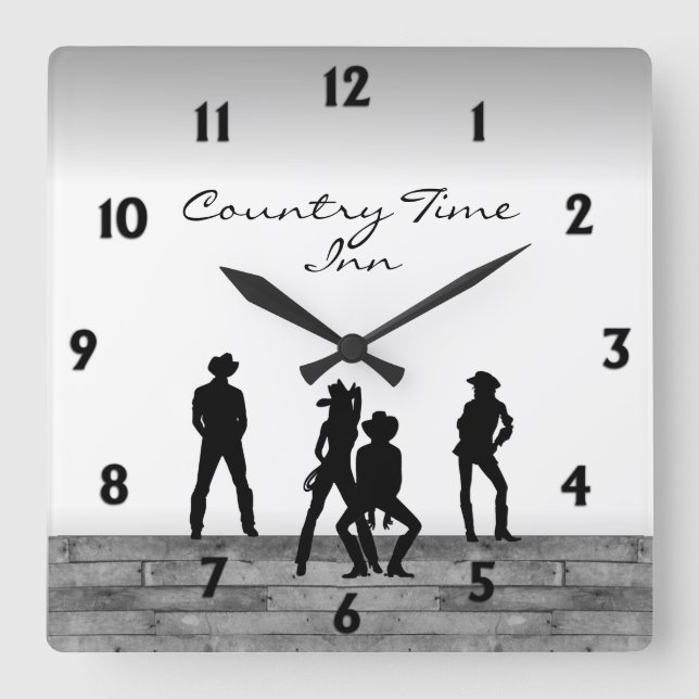 Horloge Carrée Country Western Fun (Recto)