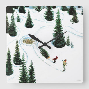 Horloge Carrée Coupe de l'arbre
