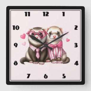 Horloge Carrée Couple mignon en amour