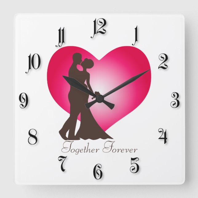 Horloge Carrée Couples nouvellement épousés (Recto)