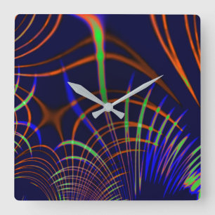 Horloge Carrée Courbes pointues allant du corail au vert citron e