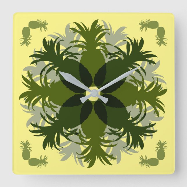 HORLOGE CARRÉE COURONNE DE MOTIF ANANAS   (Recto)
