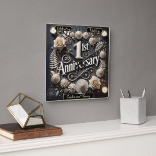 Horloge Carrée Couronne de papier pour le 1er anniversaire de mar