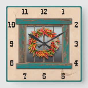 Horloge Carrée Couronne du sud-ouest du Chili Bleu Fenêtre Nombre