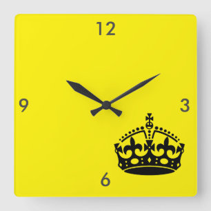 Horloge Carrée Couronne Keep Calm and Carry On
