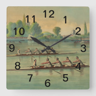 Horloge Carrée Course de Rames de Barques d'Équipage de Course Vi