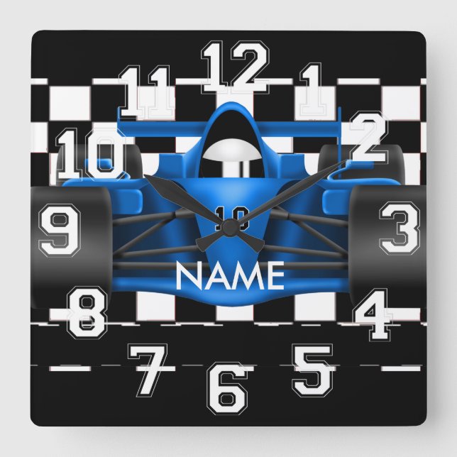 Horloge Carrée Course Drag Race Conception de voiture Mur Clock (Recto)