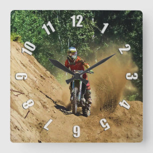 Horloge Carrée Course du champion de Motocross Dirt-Bike
