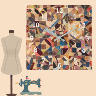 Horloge Carrée Courtepoint Patchwork Coloré Chambre de Couture Ru